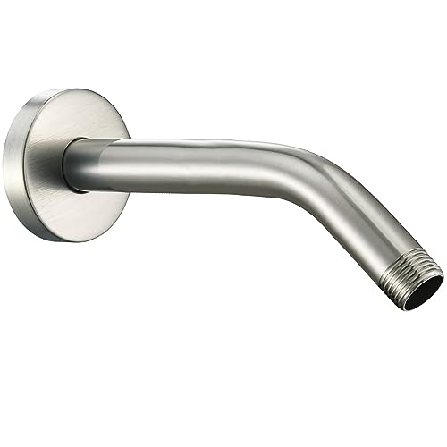 Shower Arm with Flange, 8 Inches Wall Mount Replacement Shower Head Arm For Fixed Shower Head and Handheld Showerhead, Brushed Nickel - color: Brushed Nickel, style: 8 Inch