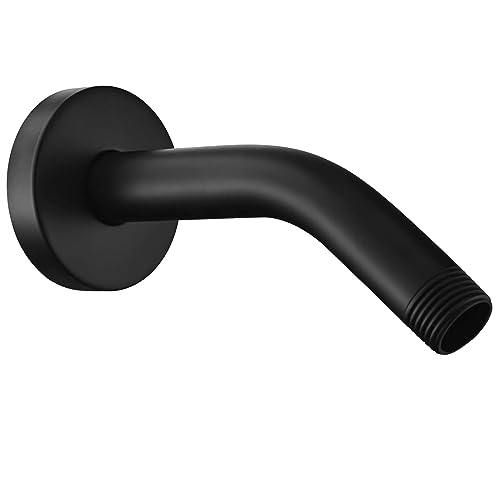 Shower Arm with Flange, 6 Inches Wall Mount Replacement Shower Head Arm For Fixed Shower Head and Handheld Showerhead, Matte Black - color: Matte Black, style: 6 Inch