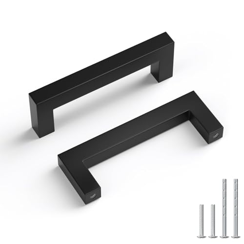 Goldenwarm 3 Inch 10 Pack Black Cabinet Handles Kitchen Drawer Pulls - color: Black, size: 3'' Hole Center