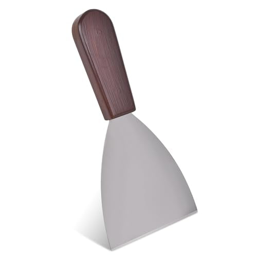 Baking Spatula Premium Stainless Steel with Wooden Handle Heavy-Duty Dough Scraper Turner, Multi-Purpose Kitchen Spatula for Baking, Cooking, Cake Decorating, Pizza & Pastry Use tool