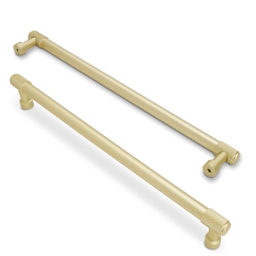 10 Pack 10 Inch(256mm) Brushed Brass Kitchen Cabinet Handles Knurled Cabinet Pulls Gold Drawer Pulls Cabinet Hardware Kitchen Handles Drawer Pulls Dresser Handles - color: Brushed Brass, size: 10" Hole Center