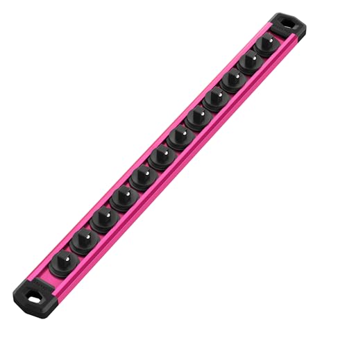 WORKPRO Magnetic Socket Organizer, Heavy Duty 1/4-Inch Drive Socket Rail - color: Rose Red, size: 1/4" DR