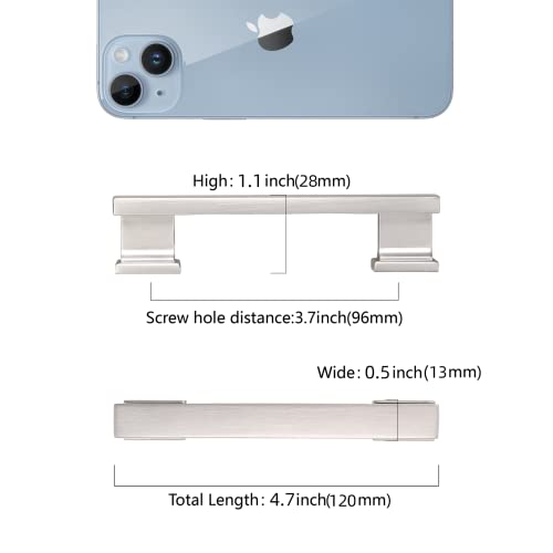 COTYKILEY 10 Pack 3.75 Inch(96mm) Brushed Satin Nickel Cabinet Handles Kitchen Cabinet Pulls Cabinet Door Handles Kitchen Cabinet Hardware - color: Brushed Satin Nickel, size: 3.75" Hole Center（96MM）