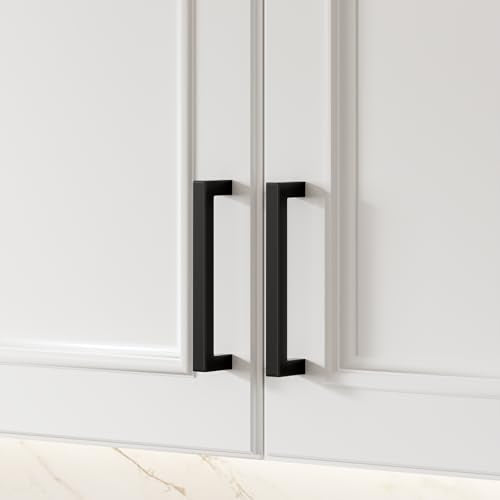 Goldenwarm 5 Inch 10 Pack Black Cabinet Handles Kitchen Drawer Pulls - color: Black, size: 5'' Hole Center