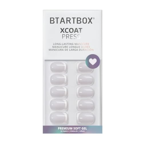 BTArtbox Press On Nails, Classic French, Short Square, White Nude, 30Ct - color: A-Classic French