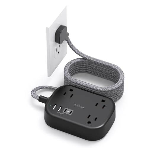 Cruise Essentials 2026, Travel Power Strip with USB C,Flat Plug, Black - color: Black, size: 10Ft