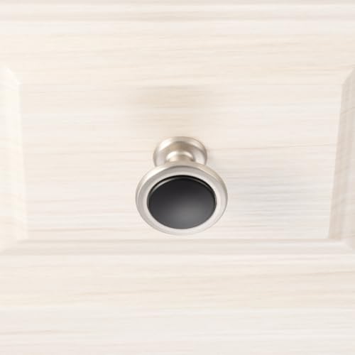 KOOFIZO 10 Pack Black & Nickel Cabinet Knobs Round Single Hole Pulls 1960s - color: Black + Brushed Nickel, size: Knob 1 - 10Pcs, style: Round