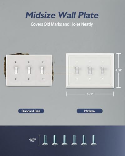 Switch Plates Outlet Covers, 2-Pack Metal Wall Plates, Off White - color: Off White, size: 3 Toggle 2PK