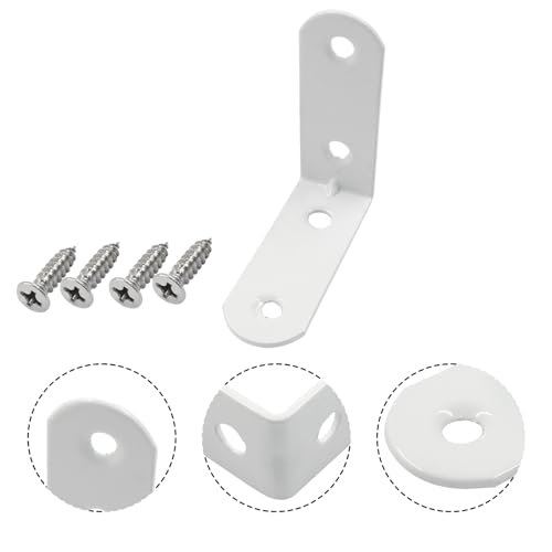 White Corner Brace L Bracket, 20 Pcs, 1.9" x 1.9" x 0.73" | 50 x 50 x 1.5mm, Iron Right Angle Brackets, Metal Joint, For Tables, Furniture, Shelves, With Screws - style: 1.9" - 50mm