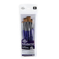 Royal & Langnickel Moderna, 5pc Angular & Stroke Variety Brush Set for All Painting Mediums, Includes - Stroke, Angular, Liner & Filbert Brushes Purple - style: Angular & Stroke
