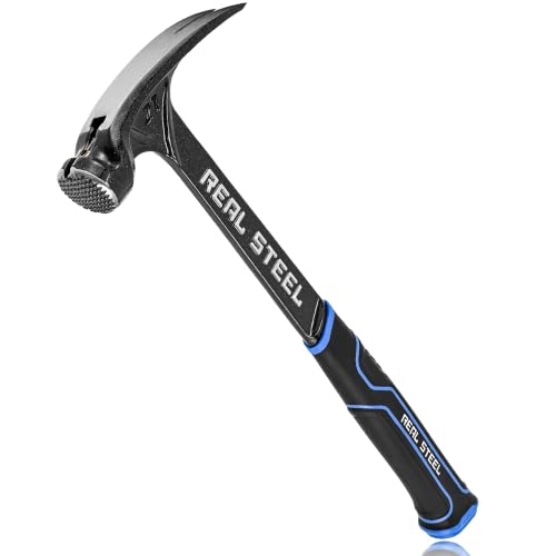 Real Steel 21 Oz One Piece Forged Milled Face Framing Hammer with Rip Claw 0517, Black - size: 21 oz