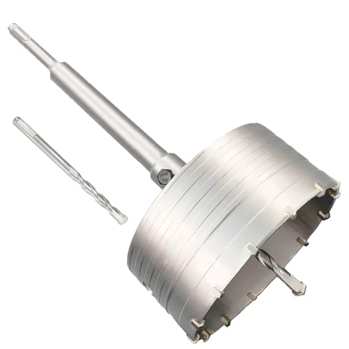 4-3/4" Concrete Hole Saw, 120mm Tungsten Steel Core Bit for Cinder Block, Brick, Rock, Plank Walls for Pipes or mini Split Lines, with SDS Plus Shank and 2 Center Positioning Drill Bits. - size: 4-3/4"
