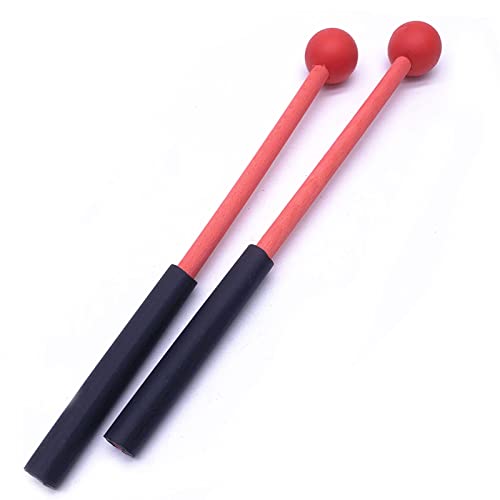 1 Pair 9 Inch Rubber Xylophone Sticks Tongue Drum Mallets Percussion Sticks Hammer for Glockenspiel, Xylophone, Chime, Woodblock, and Bells (Red) - color: Red