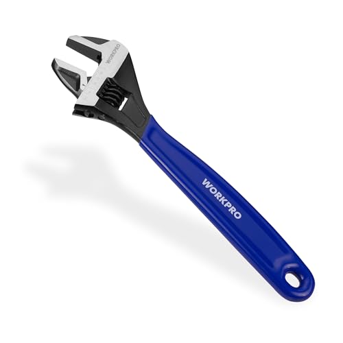 WORKPRO 12-Inch Adjustable Wrench, Wide Jaw Cr-V steel Wrench - color: Blue, size: 12-Inch