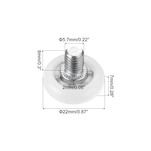 PATIKIL 22mm Drawer Rollers, 4 Set Nylon Positioning Pulleys Small Drawer Pulley Replacement Wheel with Spring Washer and Nut for File Cabinet Slides, White - size: 22mm