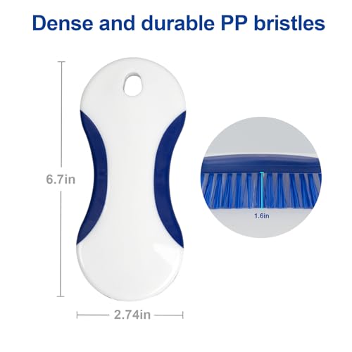 CELOX 2 Pack Multi Purpose Heavy Duty Scrub Brush, Deep Clean Brush for Tile Floors and Walls, Shower Doors, Tubs - color: White Blue-2pack