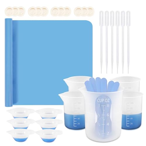 KISREL Silicone Measuring Cups for Resin, with 250&100ml Silicone Cups - size: 250&100ml