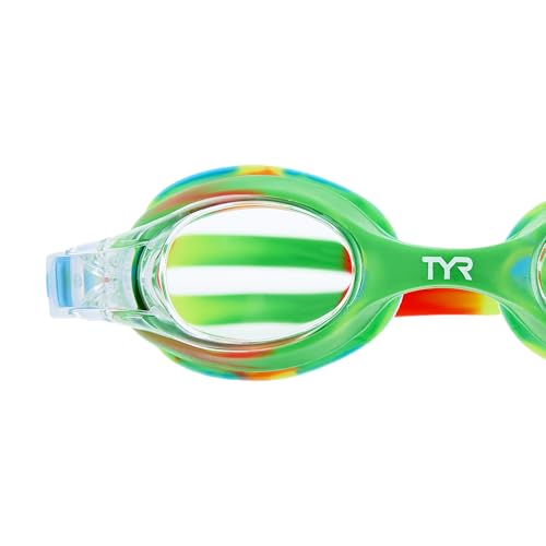 TYR Kids' Swimple Goggles - Colorful Swim Goggles for Beginners - color: Green/Orange