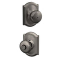 SCHLAGE Plymouth Bed/Bath Privacy Door Handle with Lock, Antique Pewter - color: Antique Pewter, size: Camelot