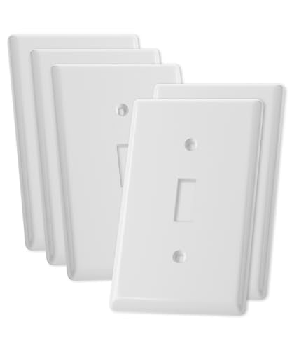 Bates- Light Switch Plates, 5 Pack, White, Light Switch Cover Plate, Single Switch Plate Cover - color: White, size: 5 Pack, Standard-Size