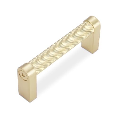 10 Pack 3 inch(76mm) Brushed Brass Kitchen Cabinet Handles Knurled Cabinet Pulls Gold Drawer Pulls Kitchen Cabinet Hardware Handles Drawer Pulls Dresser Handles - color: Brushed Brass, size: 3" Hole Center（76mm）
