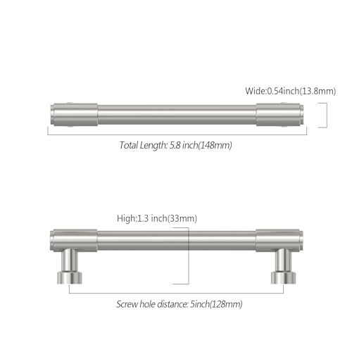 Asidrama Brushed Satin Nickel Kitchen Cabinet Pulls,5 Inch,10 Pack - color: Brushed Satin Nickel, size: 5" Hole Center