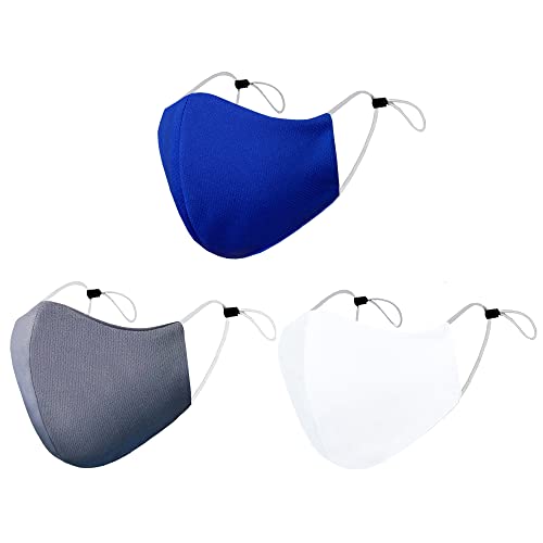 Arcarius Breathable Sports Face Mask – Moisture Wicking Gym & Travel Fit (3-Pack) - color: Royal Blue, White, Gray
