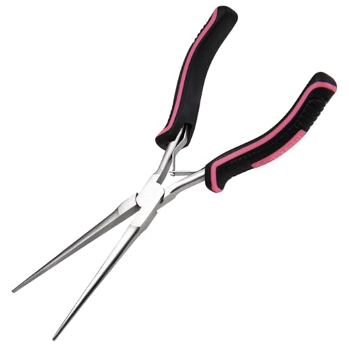 7.3 Inches Thin Extra Long Needle Nose Pliers with Serrated Jaw Long Nose Plier for Jewelry Making, Fishing, Wire Wrapping, Crafts, Electronic Repair, Jewelry Pliers with Curved Handle - style: Needle Nose Plier with Curved Handle