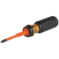 Klein Tools 32293 Insulated Screwdriver, 2-in-1 Screwdriver Set with Flip Blade, #2 Phillips and1/4-Inch Slotted Tips, Double-Ended Blades - size: #2 PH + 1/4 SL