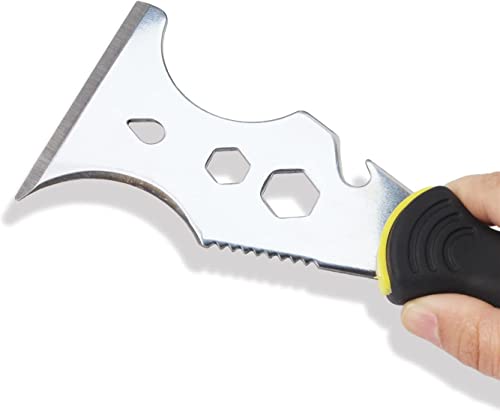 Multi-Painter's Stainless Steel Tool Spealloy Paint Scraper, Taping knife,3 in. Putty knife 15-in-1 Paint Scraper Hammer Head Soft Grip Handle Fixed Multi-Tool for Wood, Wallpaper Grout - size: 3"