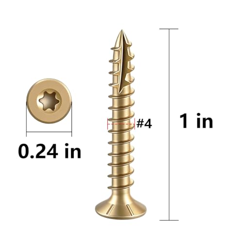 Wensilon #4 * 1" Yellow Deck Screws 907pcs 2 lbs 3x25mm - color: Yellow, size: #4*1"