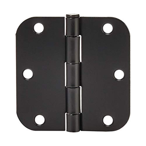 Amazon Basics Sturdy Rounded 5/8 Radius Interior Door Hinges with Included Screws, 3.5" x 3.5", Matte Black, 18-Pack - color: Matte Black, size: 18 Pack