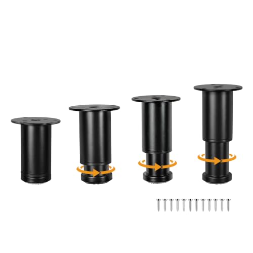 3.15-4.72 Inch Black Adjustable Height Couch Furniture Legs 4 Pcs - size: 3.15-4.72 inch (4 Pcs)