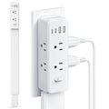 Outlet Extender Stick, 360° Rotating Wall Outlet Expander with 22-35" Extendable Base, 10-in-1 Power Strip Stick with 6 AC Outlets, 4 USB Ports (2 USB-C), Flat Plug for Behind Couch, Home, Office