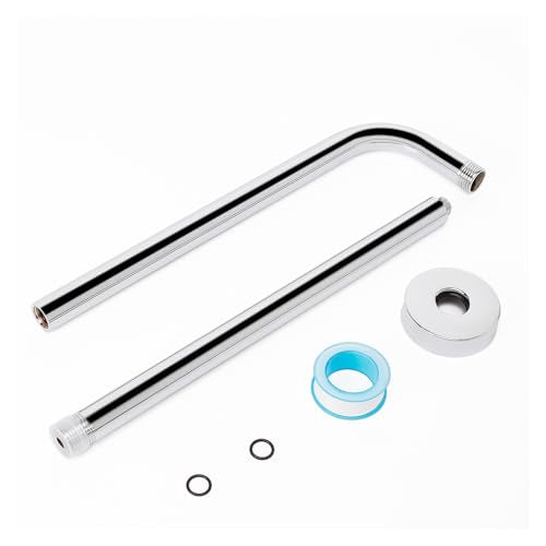 Shower Arm with Flange and Teflon Tape, Wall Mounted Shower Pipe 304 Stainless Steel Extension Arm for Fixed Shower Head & Handheld (20 Inch, Chrome) - color: Chrome, style: 20 Inch