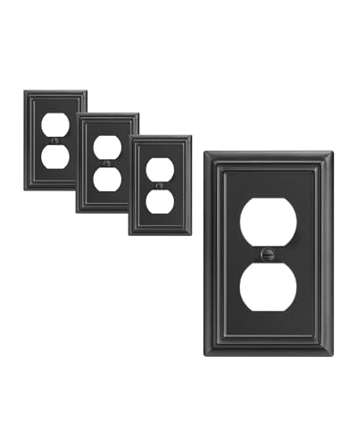 DEWENWILS Metal Duplex Wallplates, Black Finish Outlet Covers - color: Black, size: 1 Duplex 4PK