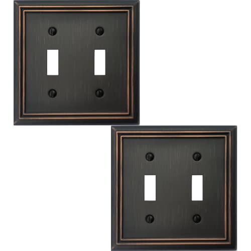 OKAWYC Double Toggle Light Switch Cover Adler Metal Wall Plate, 2-Pack Aged Bronze 2 Gang, Light Switch Cover Decorative Wallplate, Durable - style: 2 Toggle 2PK