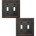 OKAWYC Double Toggle Light Switch Cover Adler Metal Wall Plate, 2-Pack Aged Bronze 2 Gang, Light Switch Cover Decorative Wallplate, Durable - style: 2 Toggle 2PK
