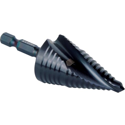 Klein Tools QRST11 Step Drill Bit, Quick Release Spiral Double-Fluted, 7/8 to 1-1/8-Inch, Hex Shank, Cut Steel, Wood, Plastic, Aluminum - size: 7/8 to 1-1/8-Inch, style: Quick Release