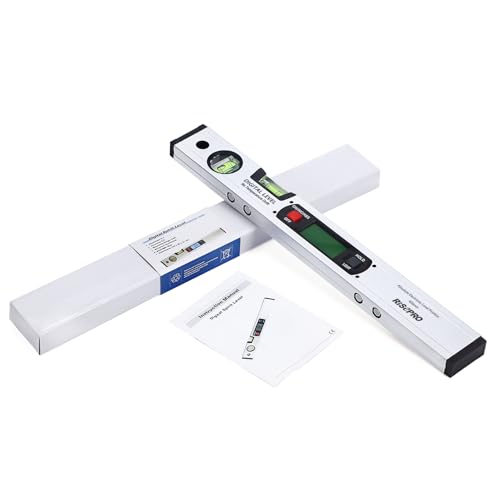 16-inch Digital Spirit Level and Protractor, Torpedo Level, Inclinometer Angle Gauge Finder Bubbles Magnetic Base with Backlight - color: Silver