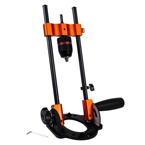 O'SKOOL Portable Multi-Angle Drill Guide, 60 Degree Adjustable Stand | Angle Scale, 1/2" Keyless Metal Chuck, 3/8" Hex Shank, Depth Stop Ring, For Flat And Round Workpieces,DAB014