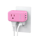 TROND Outlet Extender with USB C, 3 AC Outlet Splitter with 360 Rotation - color: Pink, size: 3 Prong-1 Pack