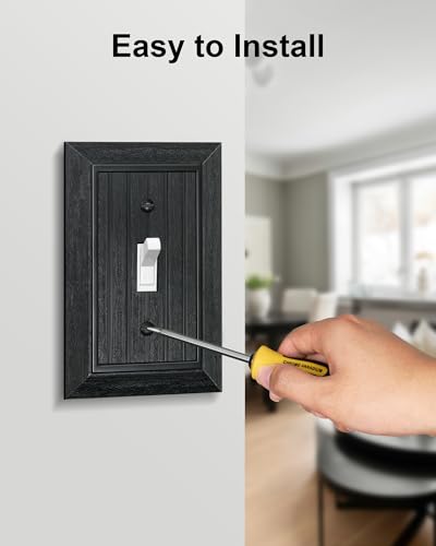 4-Pack Classic Beadboard Polycarbonate Toggle Light Switch Cover Plate - color: Matte Black, size: 1 Toggle 4PK