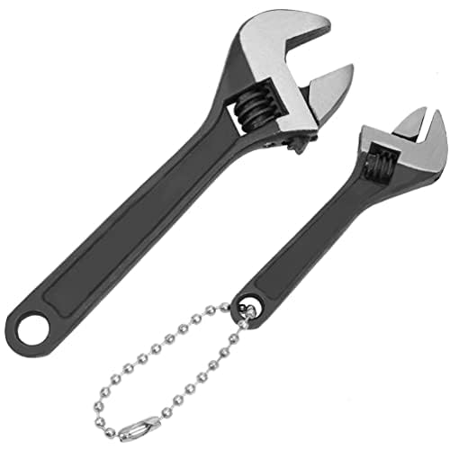 Mini Adjustable Wrench 4 Inch and 2.5 Inch, Black Spanner With Chain Hand Knurl Tool for Repair Maintenance Automotive Car
