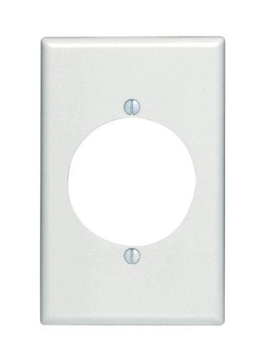 Leviton Power Outlet Wallplate, 2.147 Inch Diameter Hole, 1-Gang, Midway Size, 80528-W, White - color: White