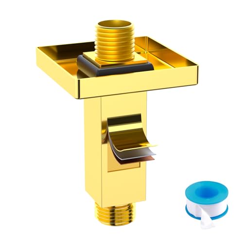 Enga Brass Square Shower Arm with Flange, 3 Inches Ceiling Mount Replacement Rain Shower Head Straight Arm, Bright Gold - color: Polished Gold, style: 3 Inch