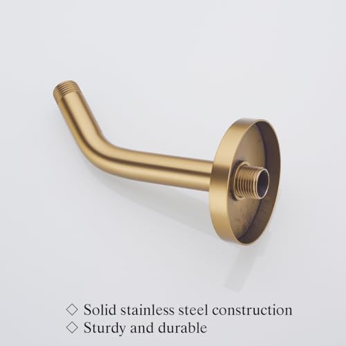 RANDOM Shower Arm with Flange,Gold 6 Inches Wall Mount Angle Shower Head Extension Arm For Fixed Shower Head Stainless Steel,Champagne Bronze.RD91018-6CB - color: 6″ Champagne Bronze(Round Flange)