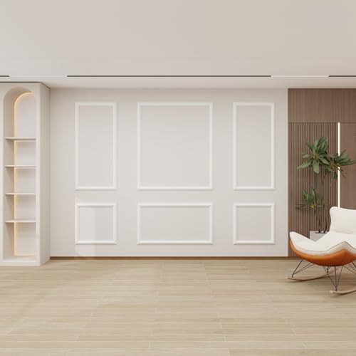 Peel and Stick Wall Molding Kit, Accent Wall Panels for Interior Wall Decor with Double-Sided Tape, 3 Set Pre-Cut PS Wainscoting Panels (50 * 40 in) - size: 50x40, style: T40-1