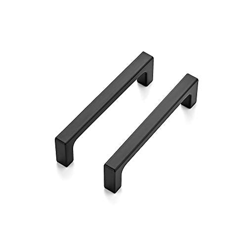 Ravinte Matte Black Square & Solid Cabinet Handles,3-3/4 Inch,30 Pack | Zinc Alloy, Flat Black Finish, Screws Included,Drawer Pulls, Cabinet Hardware for Kitchen & Drawer - size: 3-3/4 Inch Hole Center