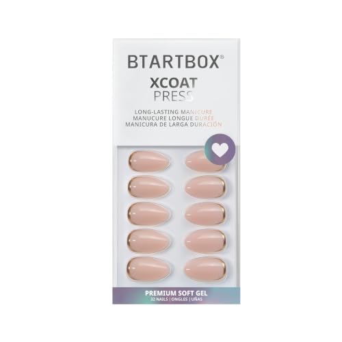 BTArtbox Press On Nails, Gold End, Short Almond, Gold Foil, 32Ct - color: A-Gold End
